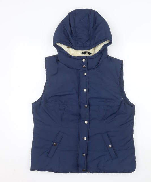 Dorothy Perkins Women's Blue Hooded Puffer Waistcoat Size 16