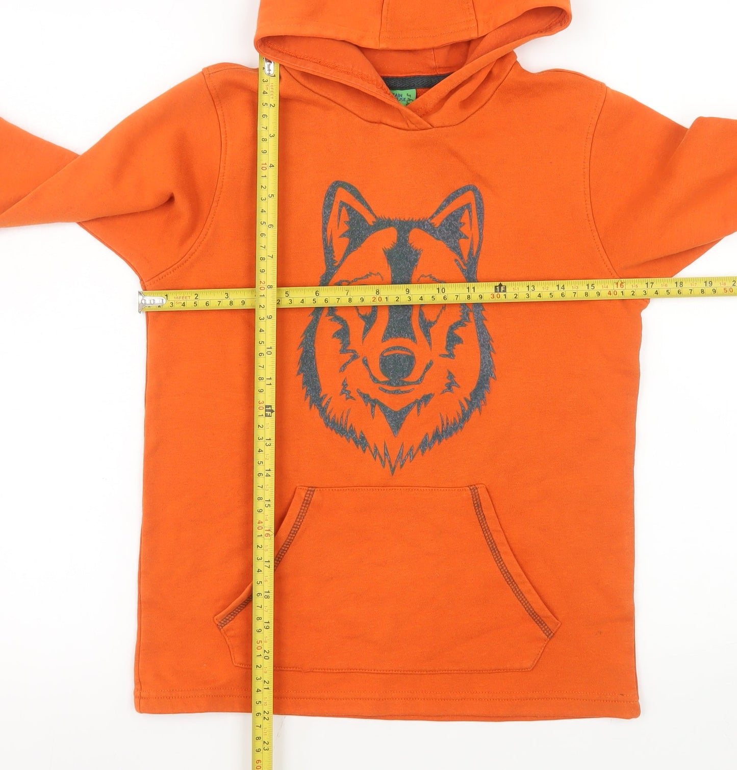 Mountain Warehouse Boys Orange Wolf Print Pullover Hoodie 11-12 Years