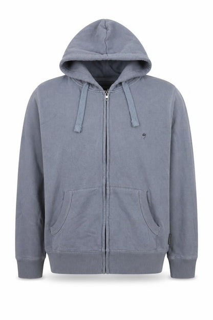 Front view of French Connection Men's Grey Full Zip Hooded Cotton Jacket M