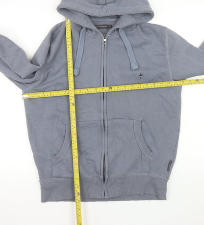 Back view of French Connection Men's Grey Full Zip Hooded Cotton Jacket M
