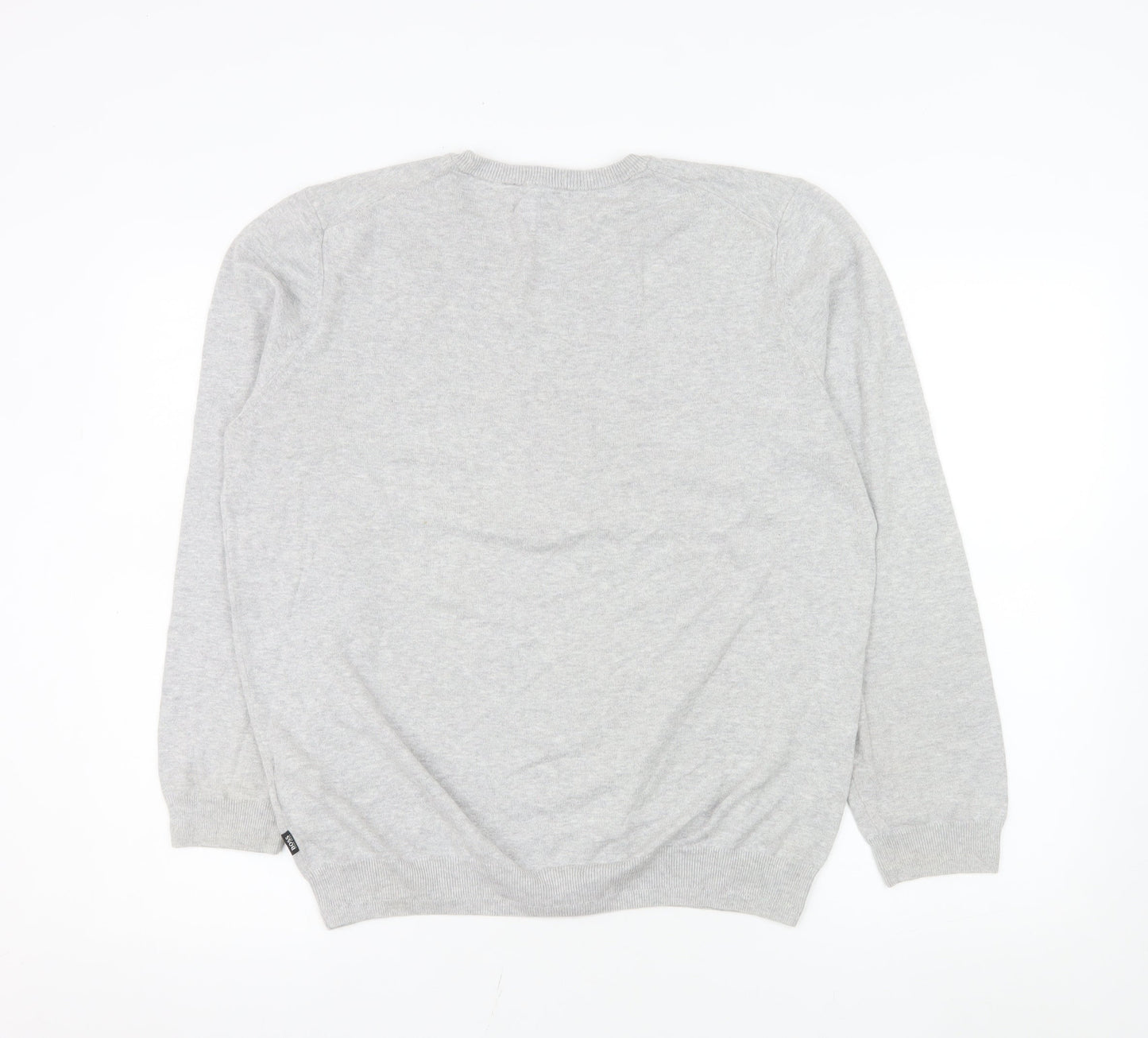 Hugo Boss Men’s Grey Cotton V-Neck Regular Fit Jumper Size M