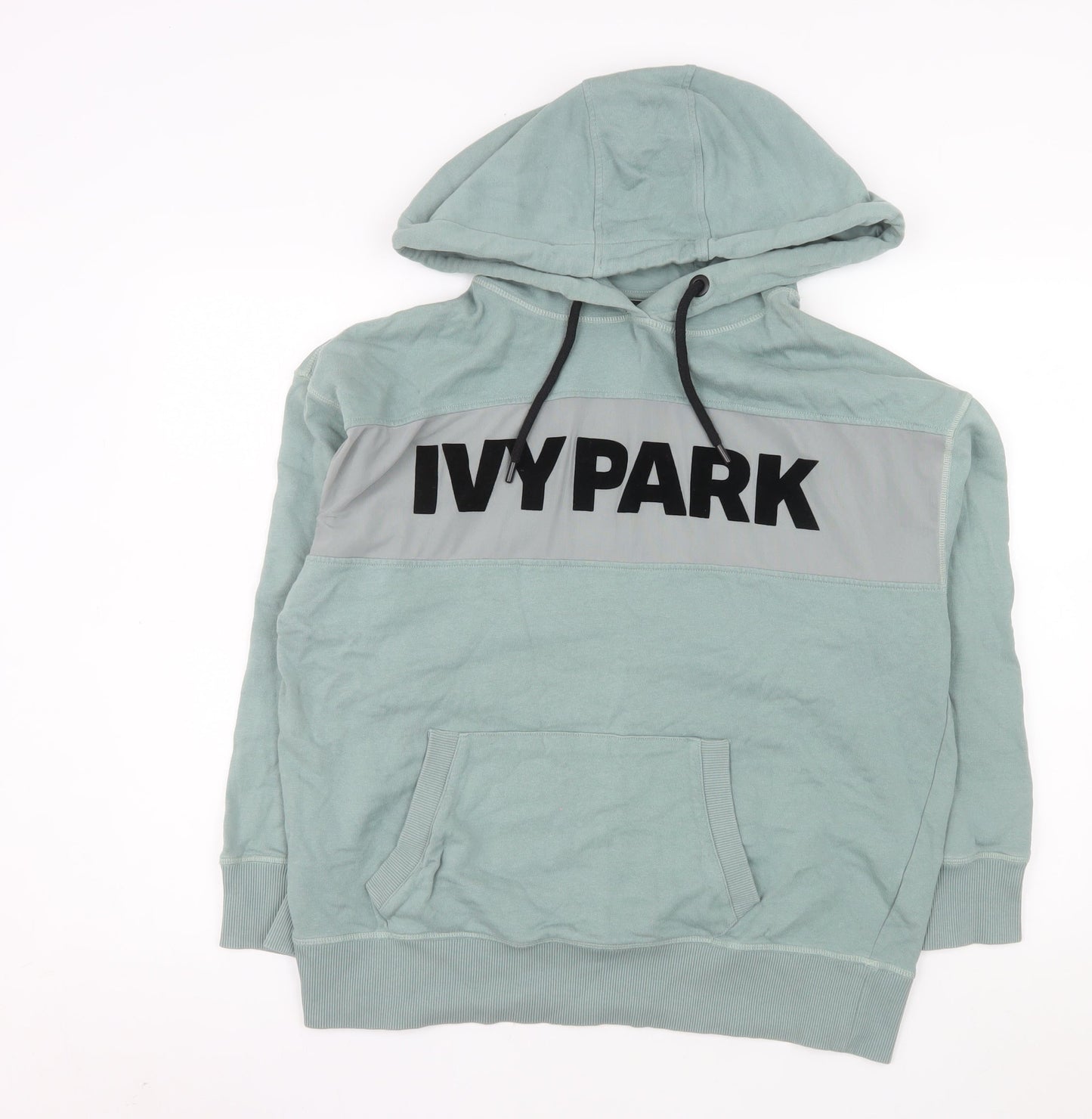 Ivy Park Women's Green Pullover Hoodie Medium Cotton Blend Logo Sweatshirt