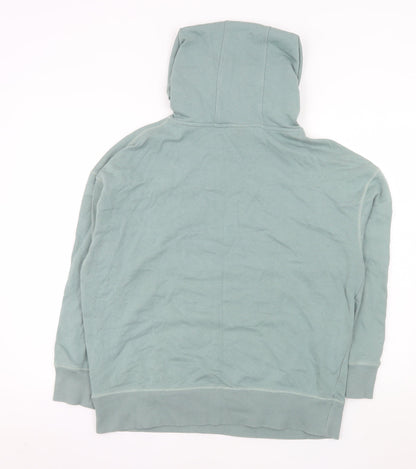 Close-up detail of Ivy Park Women's Green Pullover Hoodie Medium Cotton Blend Logo Sweatshirt