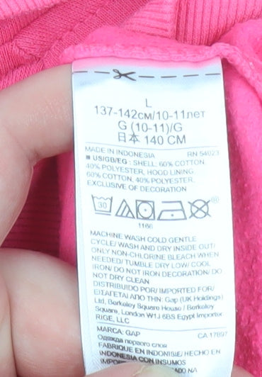 GAP Kids Girls Pink Hooded Zip Puffer Jacket Lined Size 10-11 Years