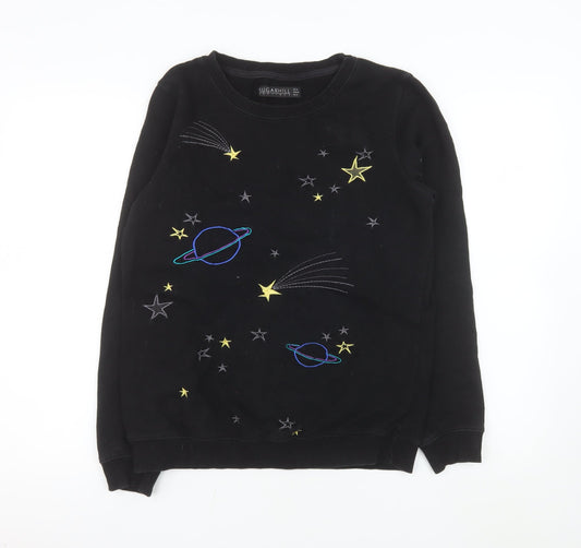 Sugarhill Boutique Girls Black Embroidered Space Sweatshirt UK 10