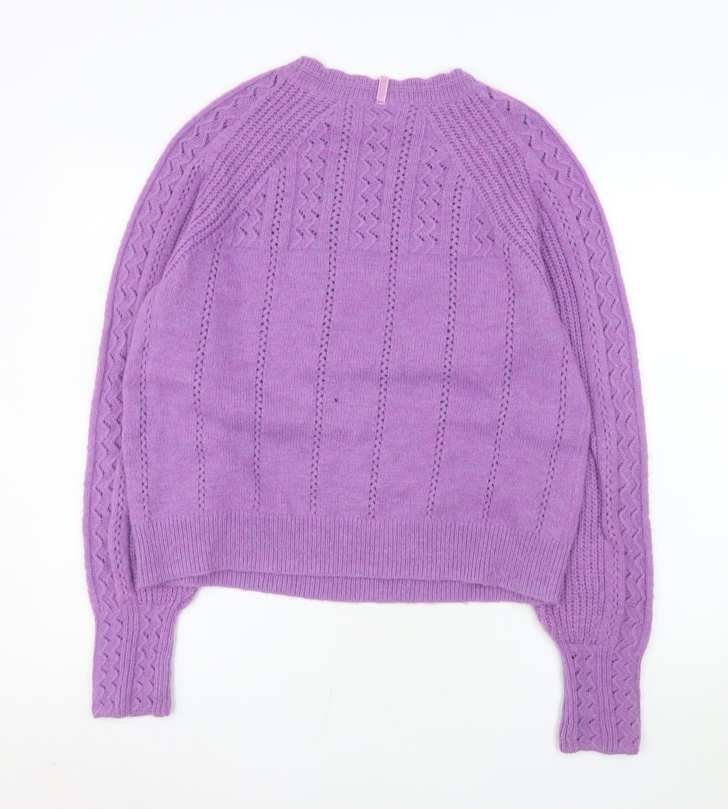 Marks and Spencer Women Purple Cable-Knit Wool Blend Jumper Size 16