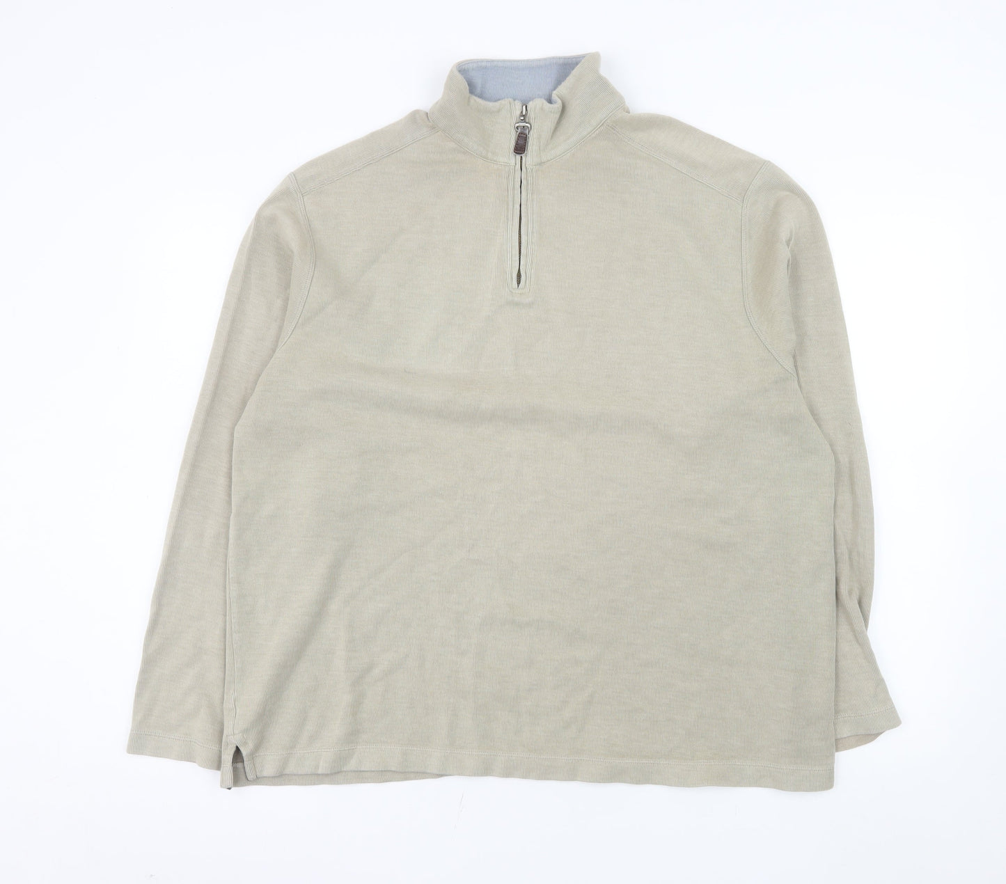 Marks and Spencer Men's Beige XL 1/4 Zip Pullover Sweatshirt