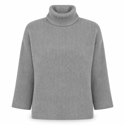 H&M Women’s Grey Roll Neck Ribbed Knit Wool Blend Jumper Size L