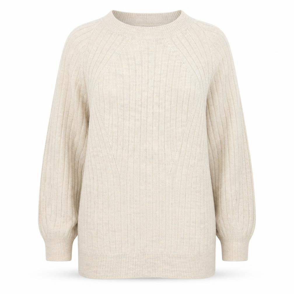 Marks & Spencer Women’s Beige Long Sleeve Ribbed Knit Pullover Jumper M