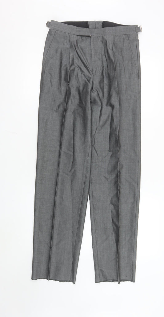 Torre Men's Grey Pleated Wool Blend Dress Trousers 30R