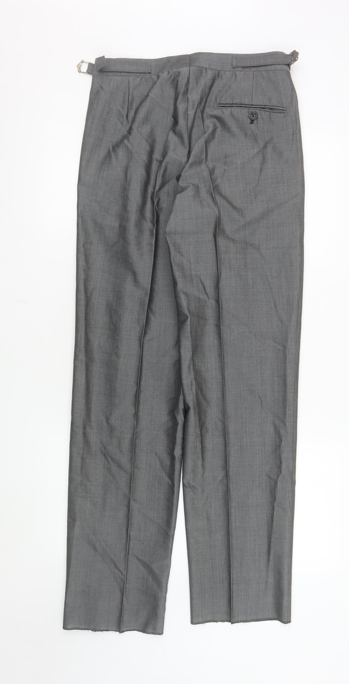 Torre Men's Grey Pleated Wool Blend Dress Trousers 30R