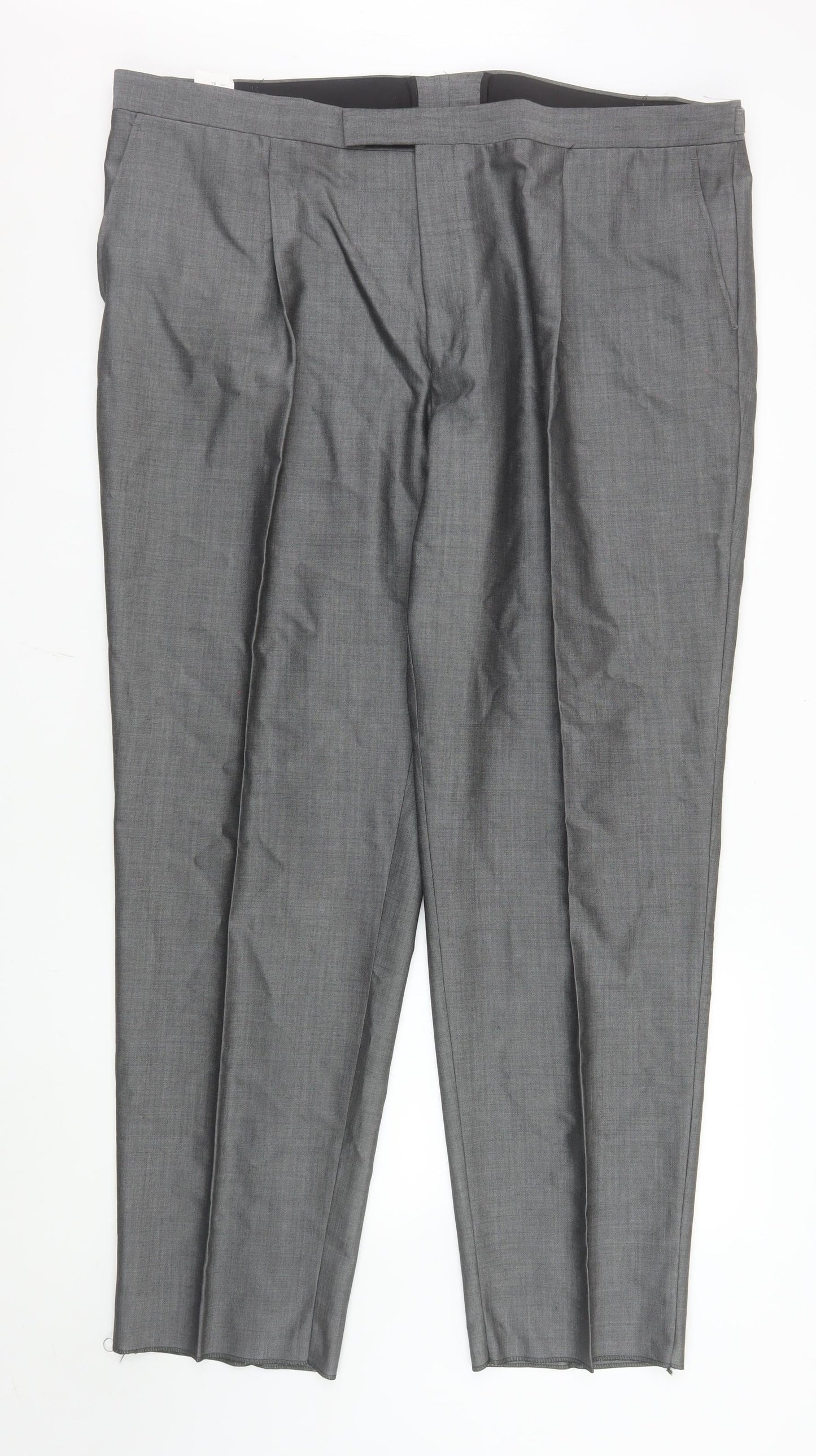 Torre Men's Grey Wool Blend Pleated Dress Trousers 46R