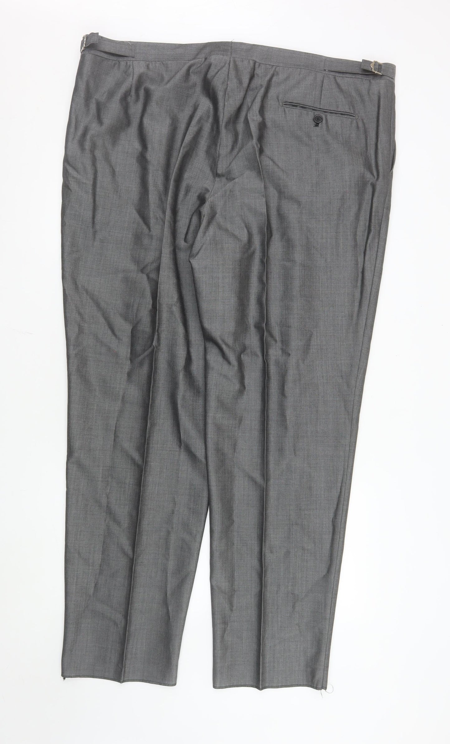 Torre Men's Grey Wool Blend Pleated Dress Trousers 46R
