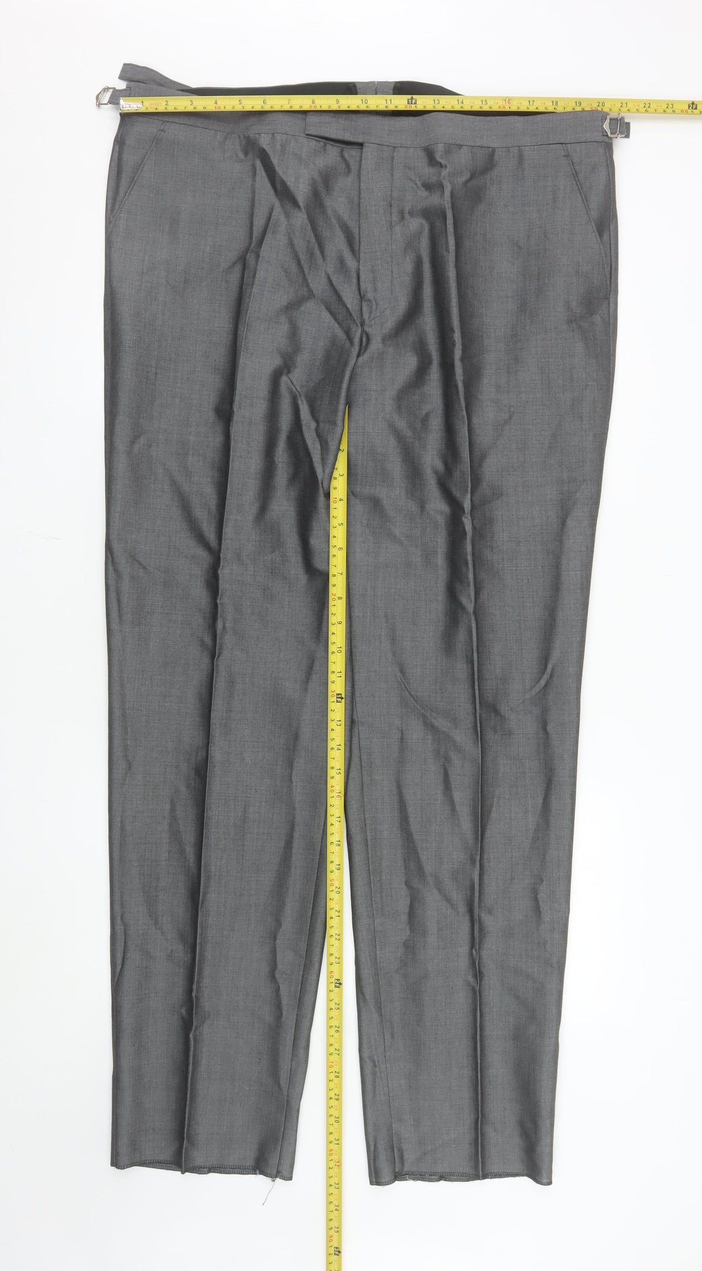 Torre Cerimonia Men's Grey Wool Blend Dress Trousers 42L Formal Pants
