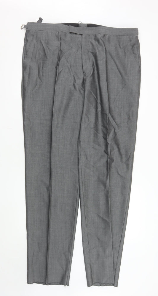 Torre Cerimonia Men's Grey Wool Blend Pleated Dress Trousers 42 XL