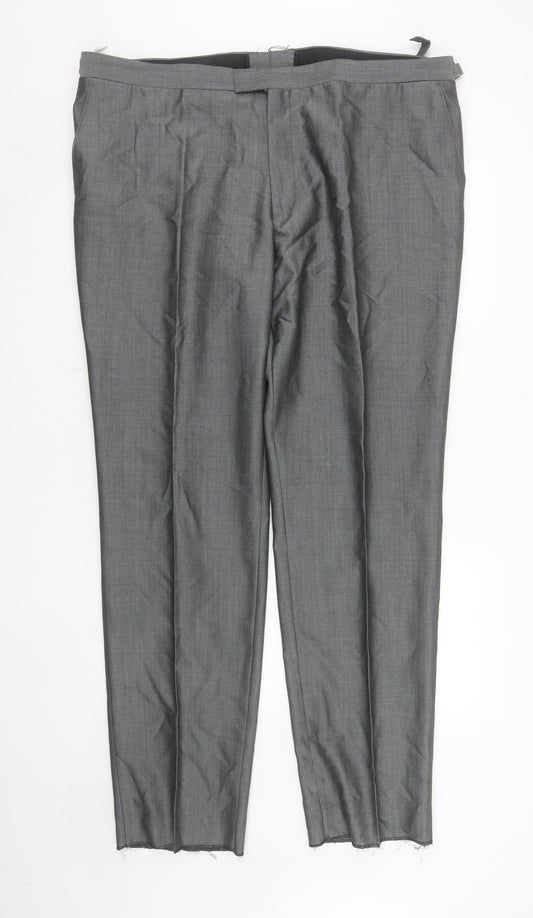 Torre Cerimonia Men's Grey Wool Blend Dress Pants 44L Formal Trousers