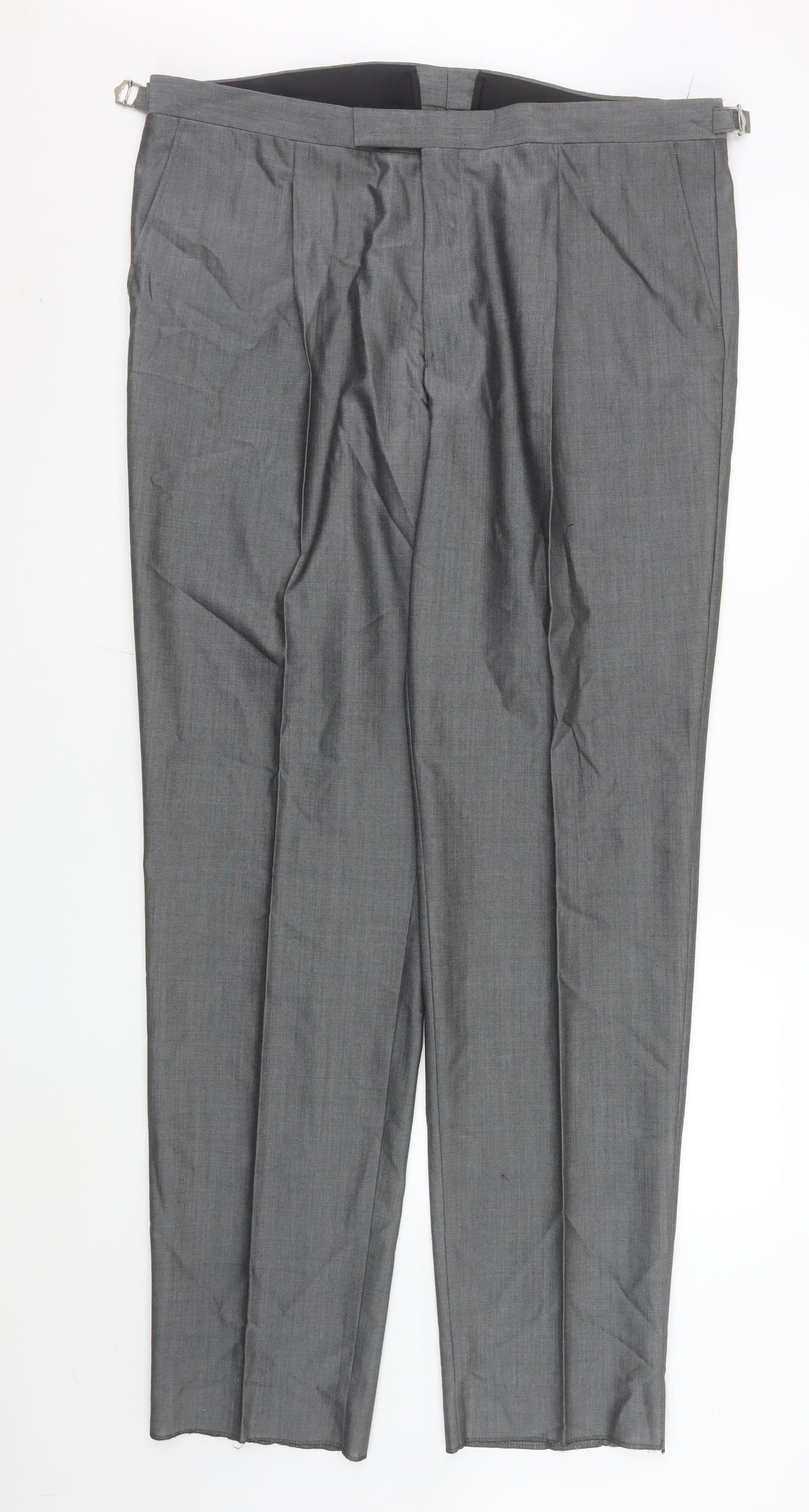 Torre Men’s Grey Wool Blend Pleated Dress Trousers Size XL 42in