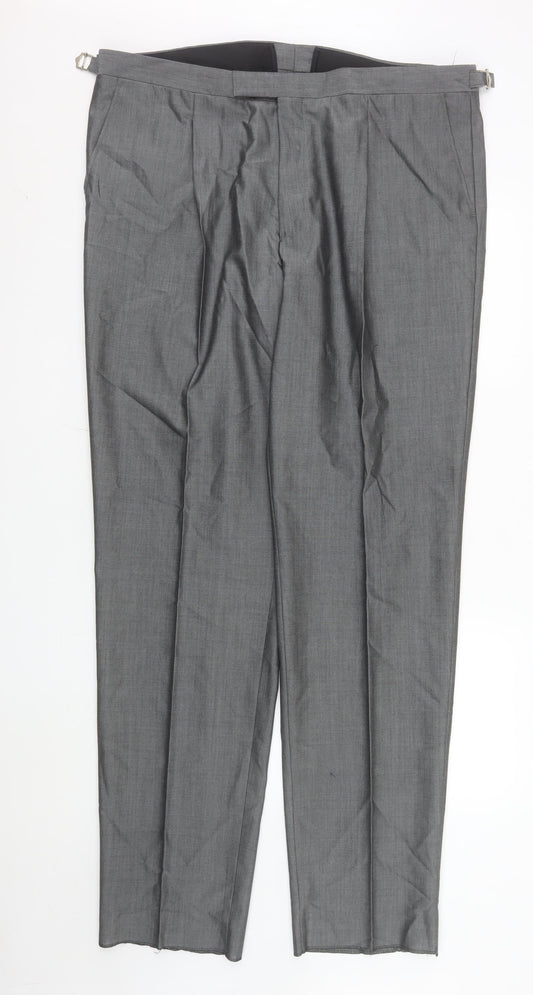 Torre Men’s Grey Wool Blend Pleated Dress Trousers Size XL 42in