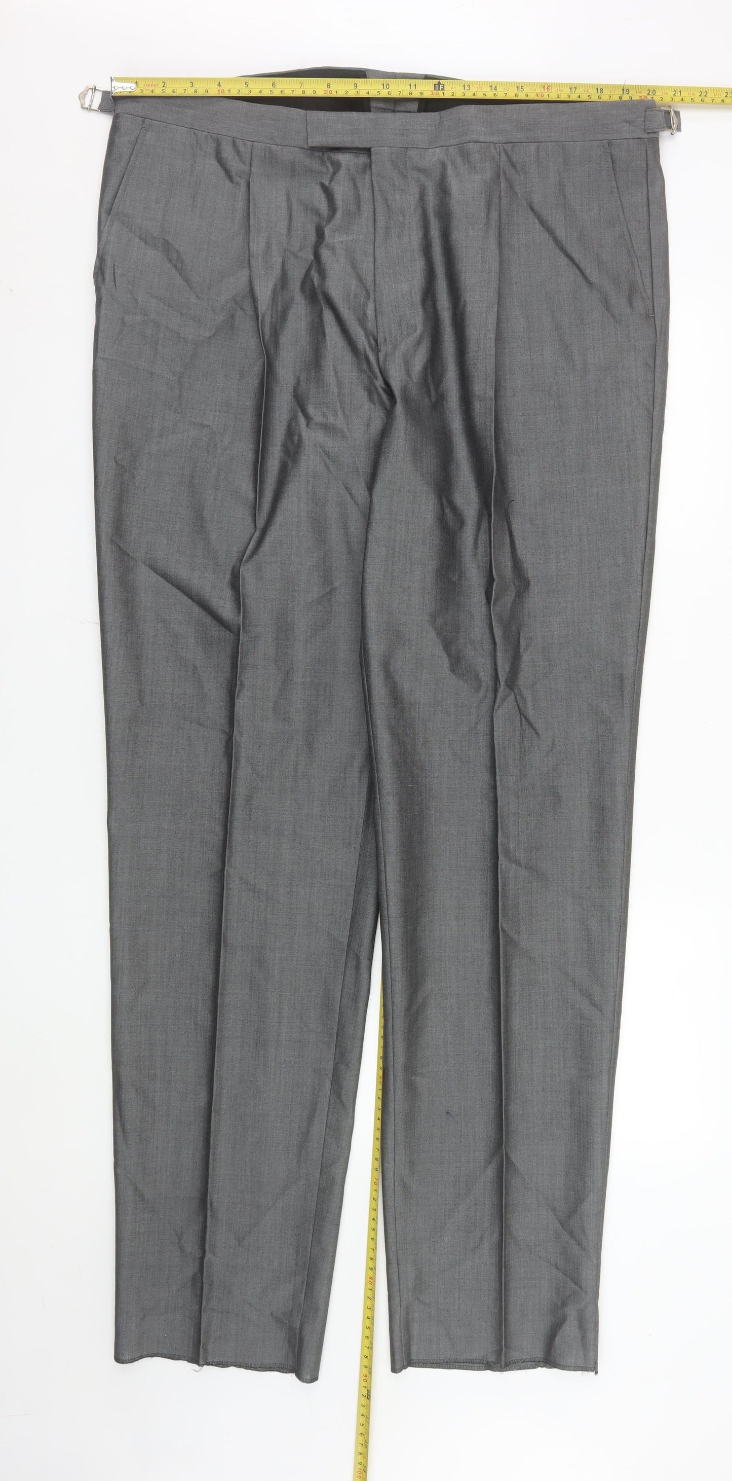 Torre Men’s Grey Wool Blend Pleated Dress Trousers Size XL 42in