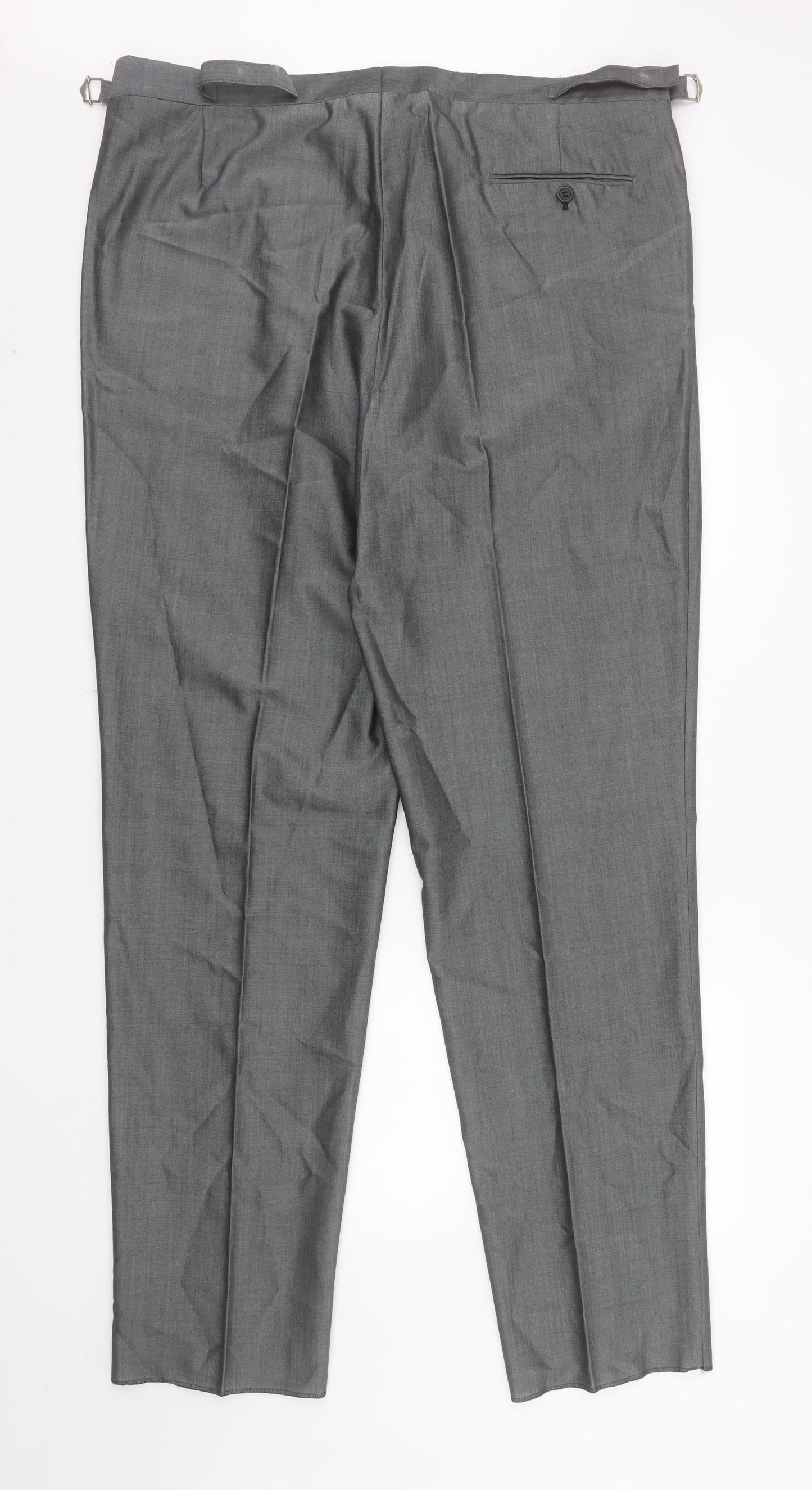 Torre Men’s Grey Wool Blend Pleated Dress Trousers Size XL 42in