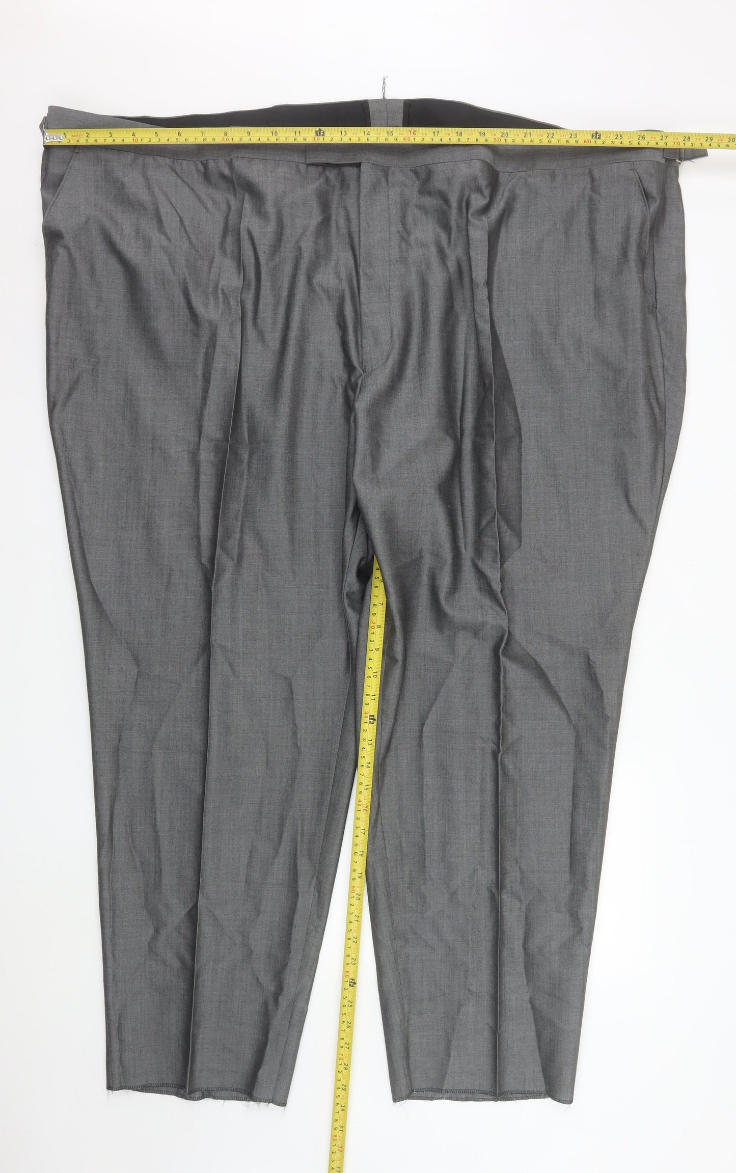 Torre Men’s Grey Wool Blend Pleated Dress Trousers Size 60S