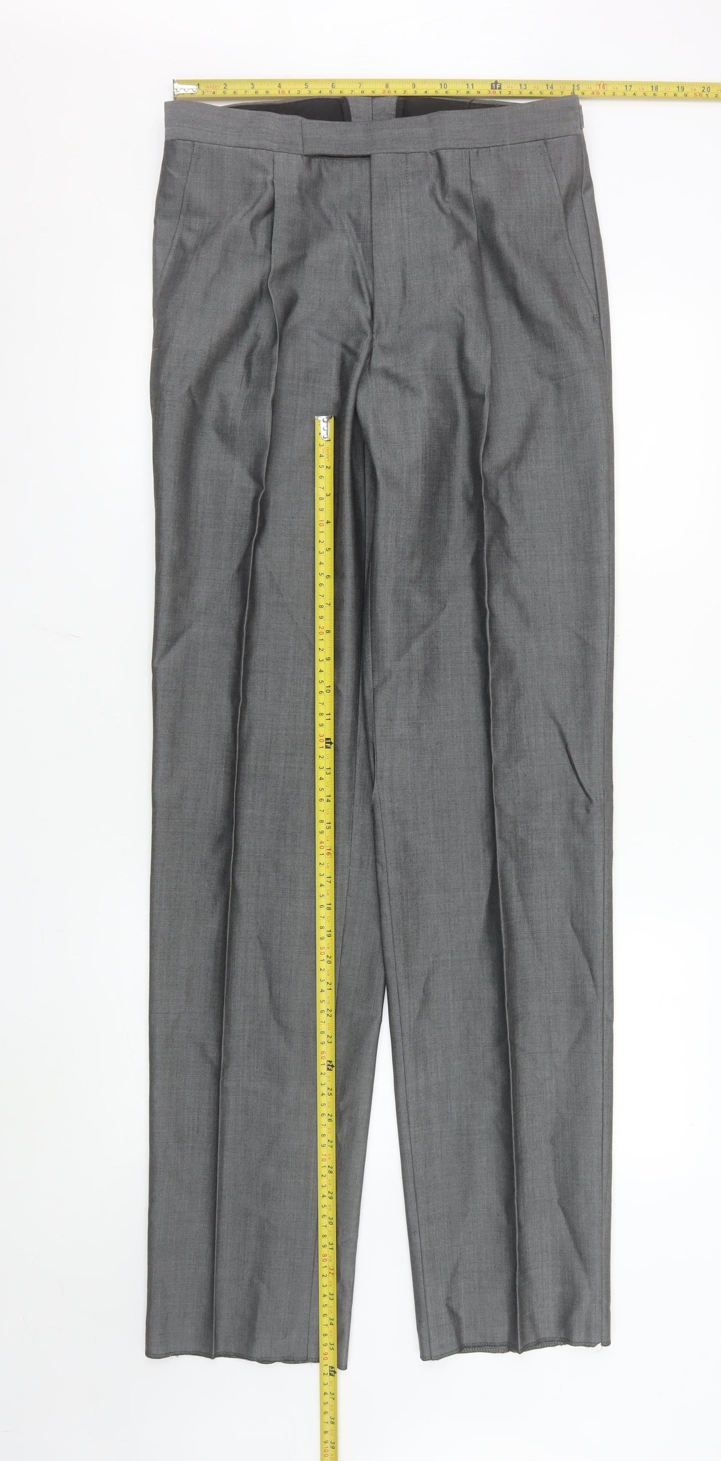 Torre Men's Grey Wool Blend Pleated Dress Trousers 32 XL