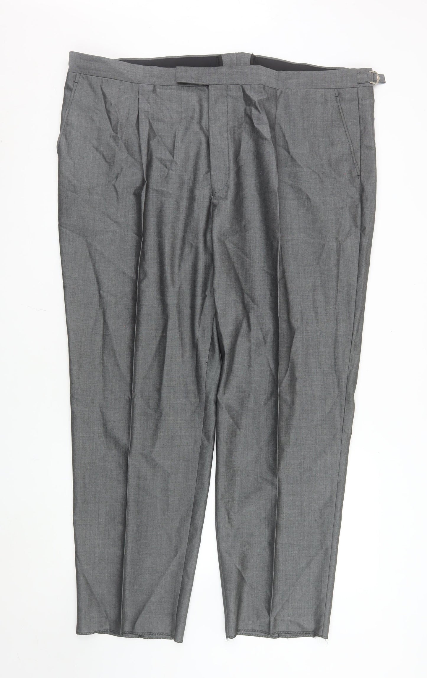 Torre Men's Grey Wool Blend Pleated Dress Trousers UK 46S
