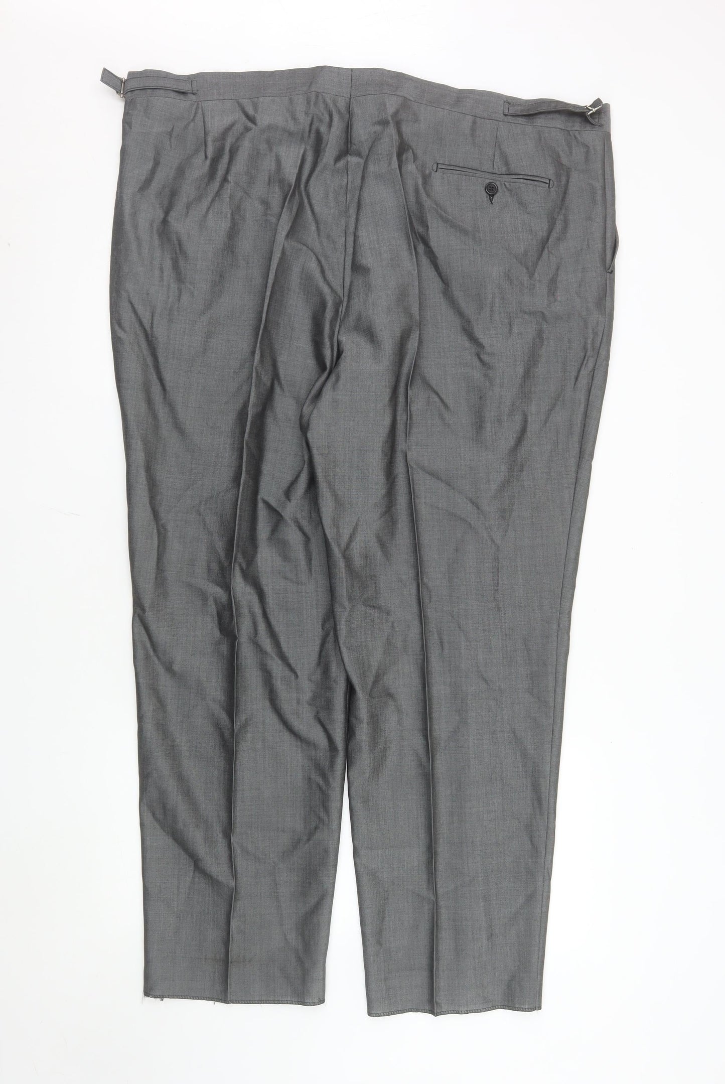 Torre Men's Grey Wool Blend Pleated Dress Trousers UK 46S
