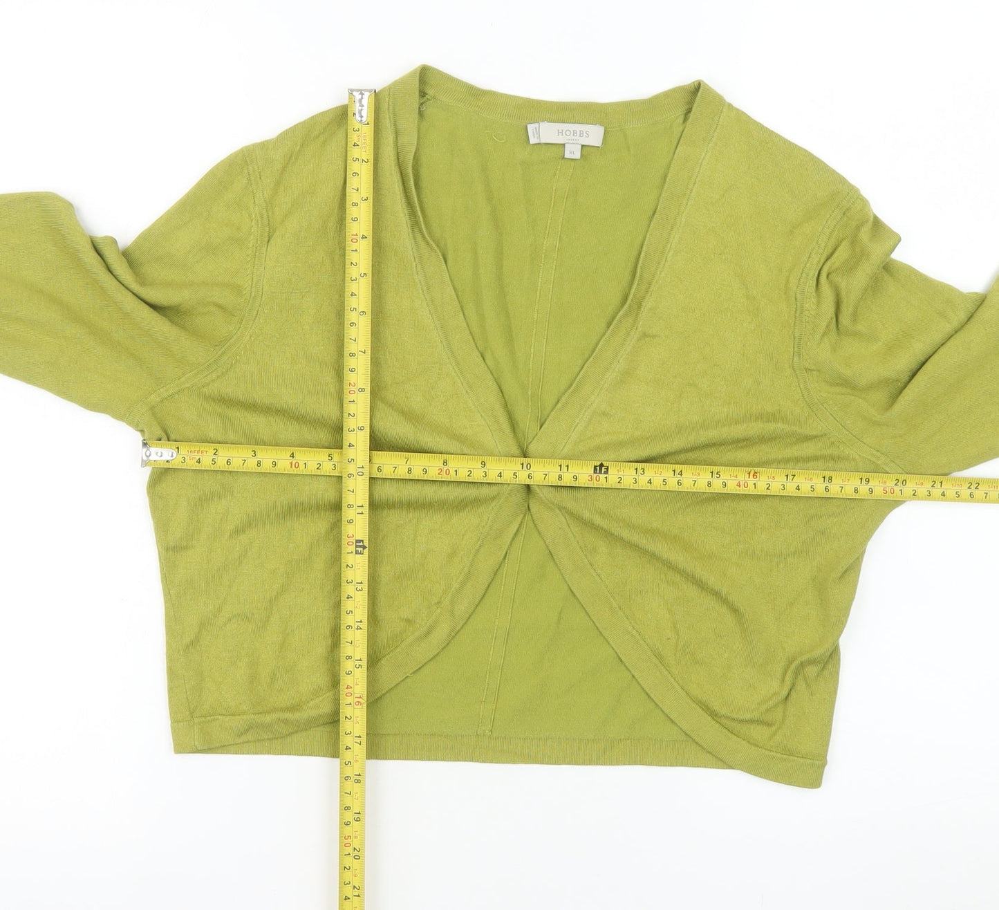 Hobbs Women Green Cardigan XL Long Sleeve Lightweight V-Neck