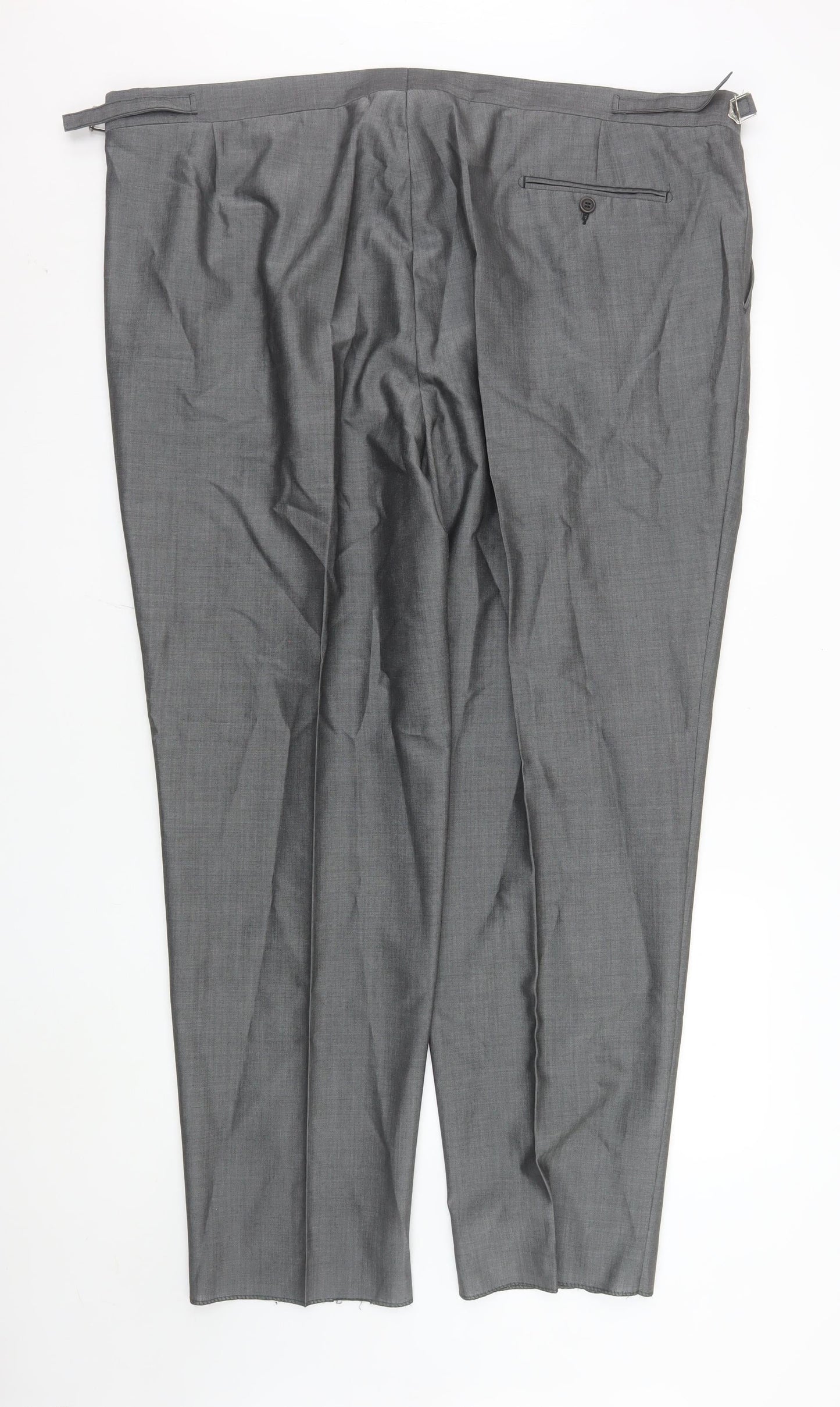 Torre Men's Grey 48R Regular Fit Wool Blend Pleated Dress Trousers