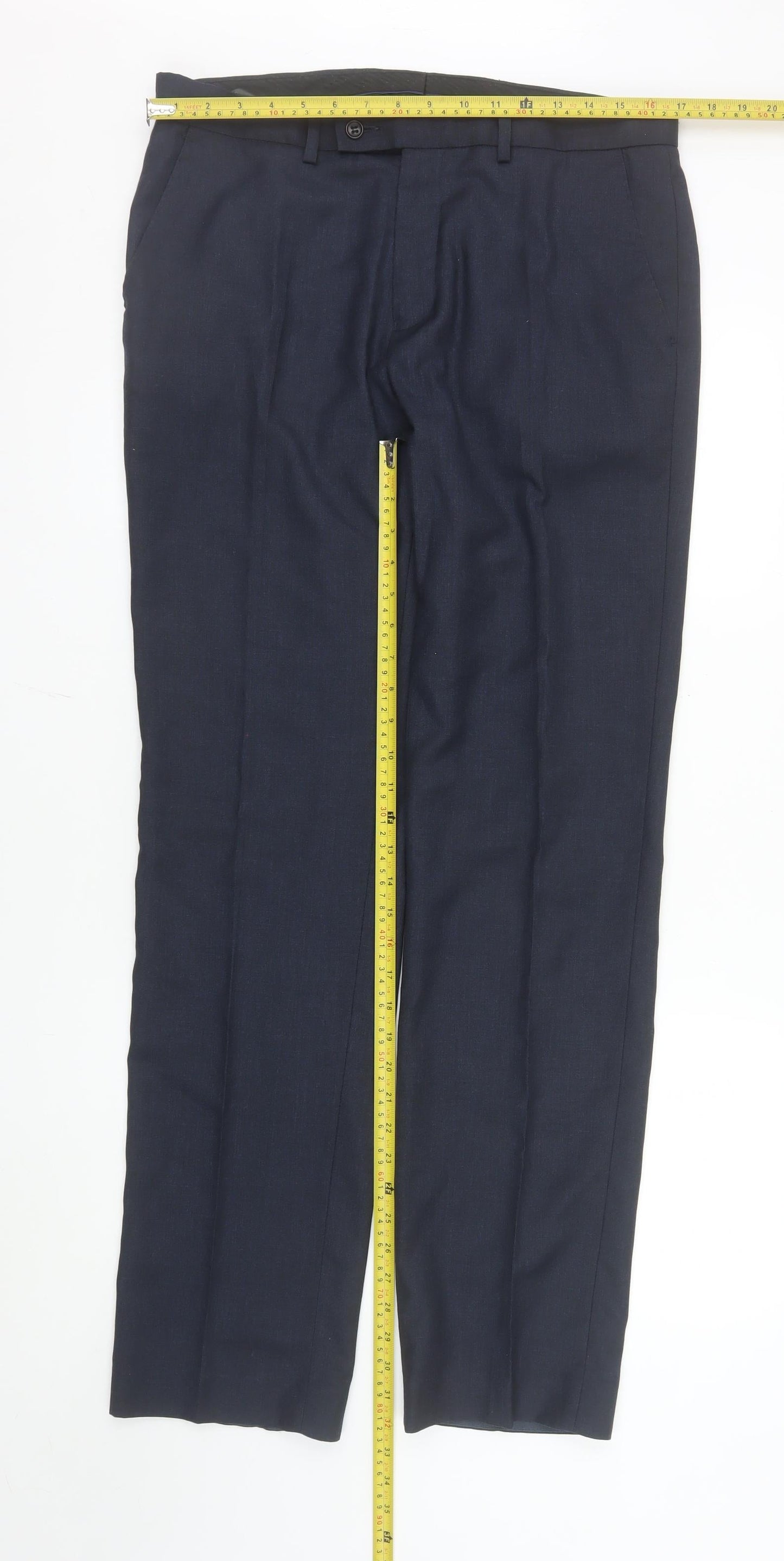 George Men’s Blue Dress Trousers 34W 33L Regular Fit Formal Pants