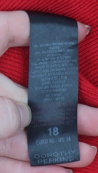 Dorothy Perkins Women Red Size 18 Shift Knit Dress
