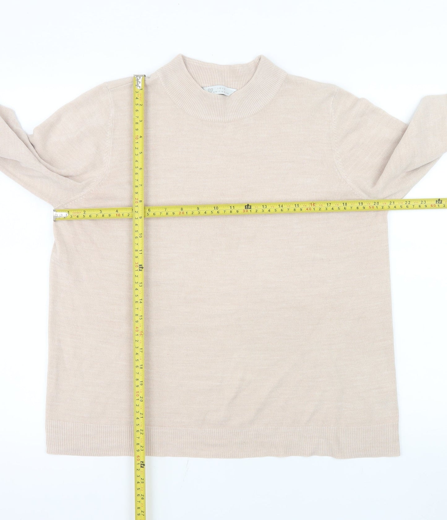 BHS Women Beige Long Sleeve Crew Neck Pullover Sweatshirt Size 18
