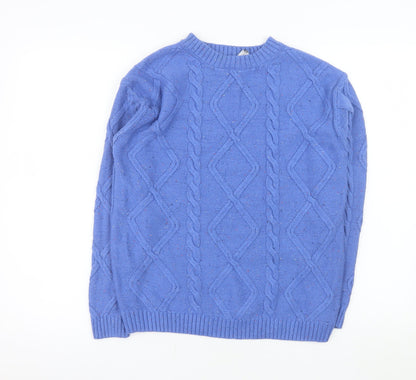 Marks & Spencer Men's Blue Cable-Knit Crew Neck Jumper S