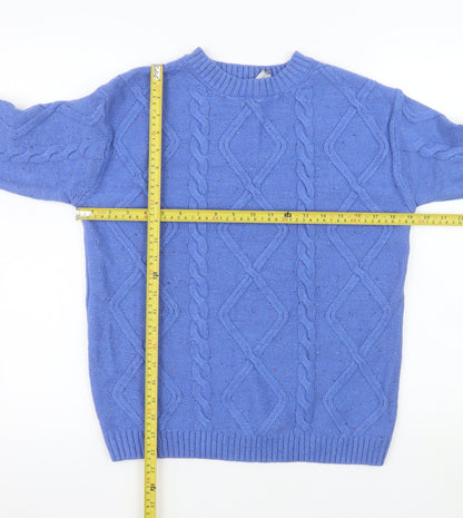 Marks & Spencer Men's Blue Cable-Knit Crew Neck Jumper S