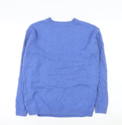 Marks & Spencer Men's Blue Cable-Knit Crew Neck Jumper S