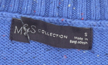Marks & Spencer Men's Blue Cable-Knit Crew Neck Jumper S