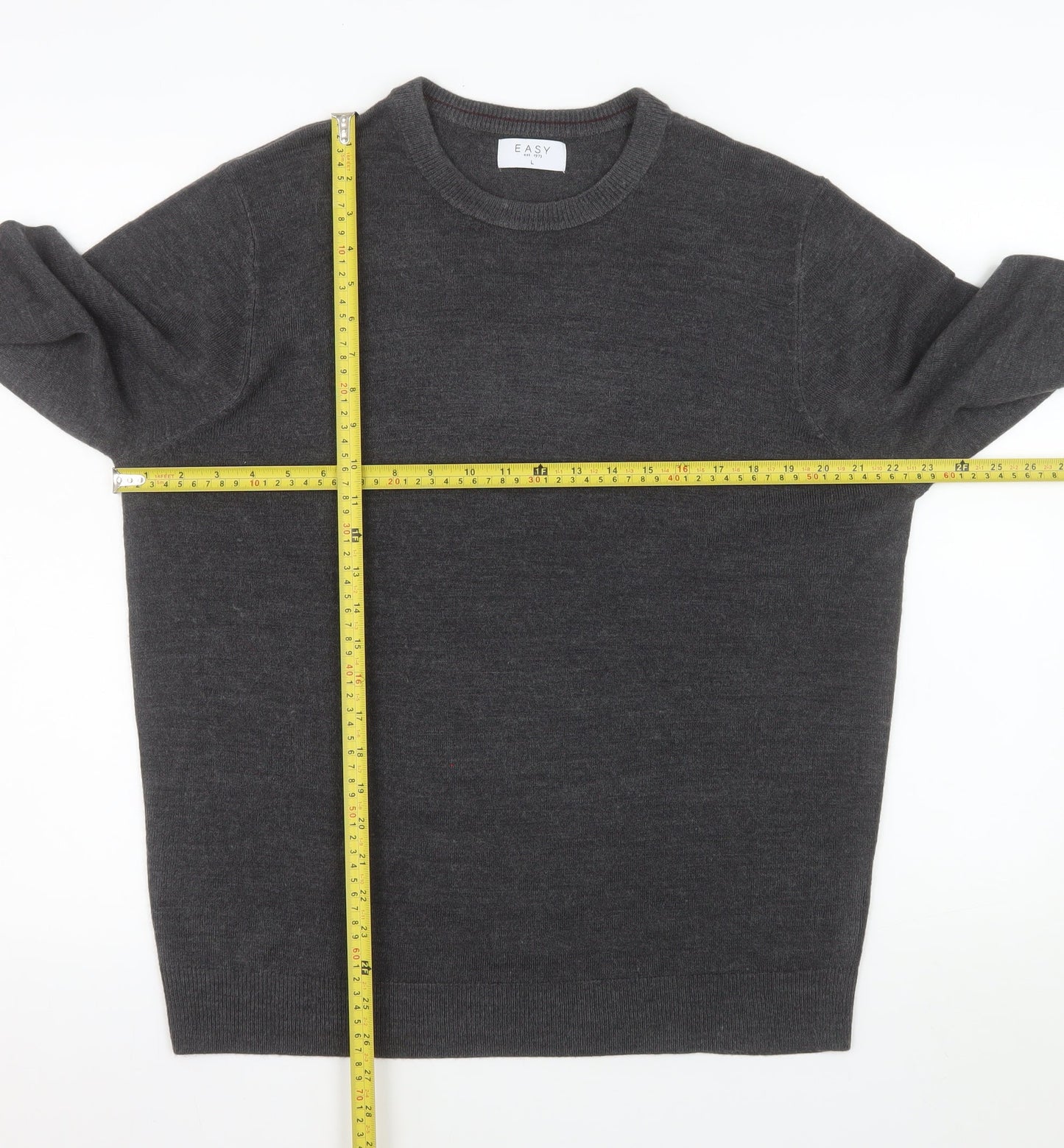 Easy Men’s Grey Acrylic Crew Neck Pullover Jumper L