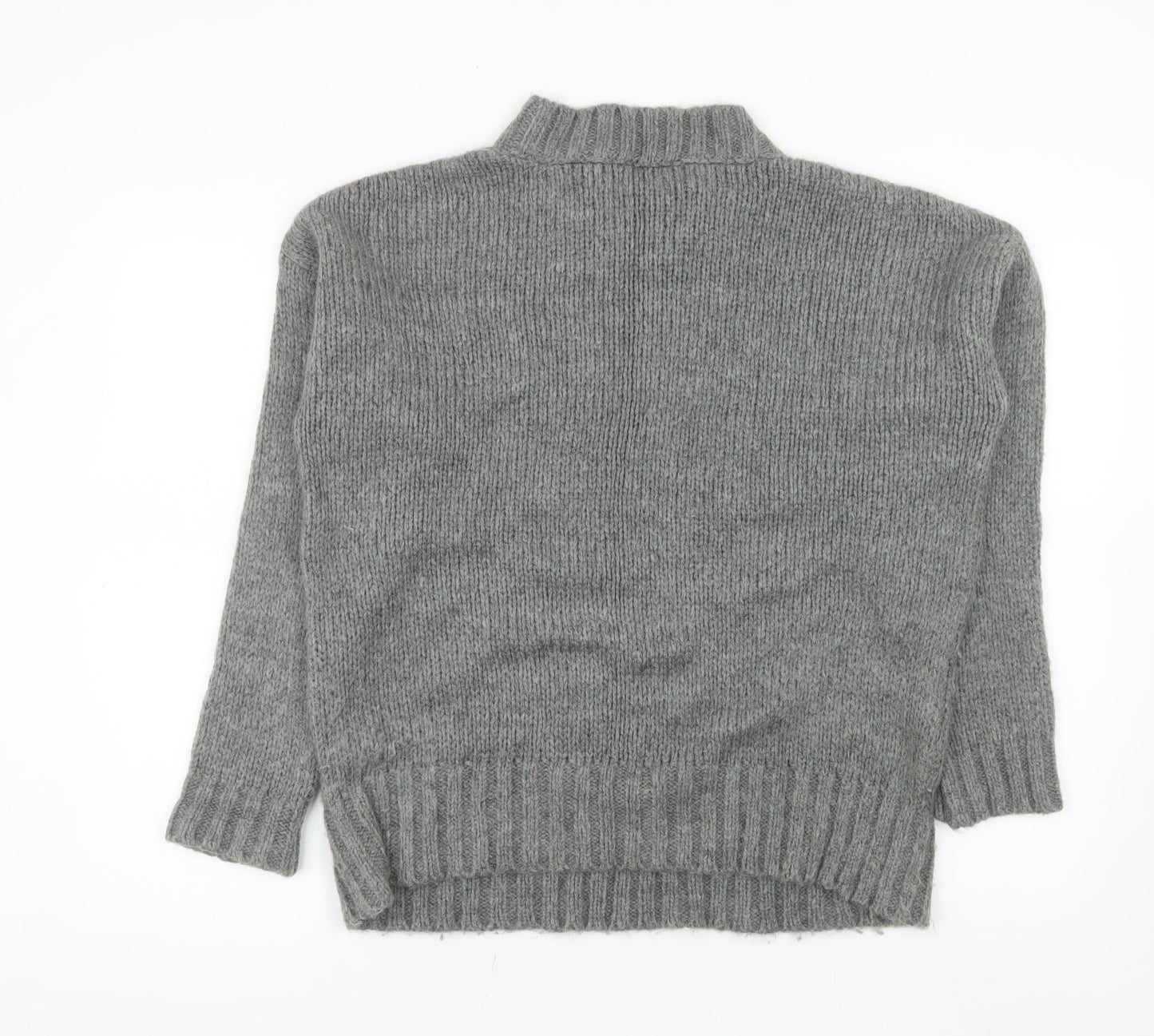 French Connection Women Grey Mock Neck Chunky Knit Jumper Size S