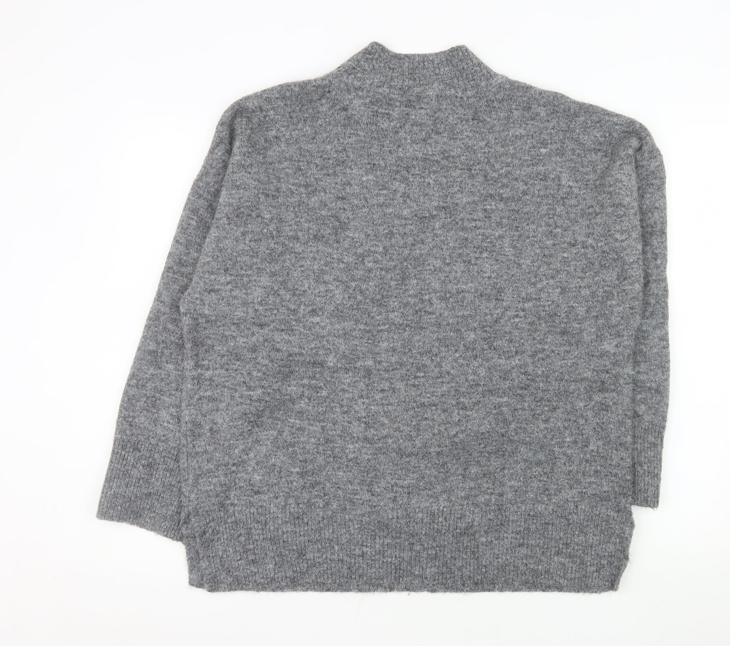 Marks and Spencer Women's Grey Wool Blend Mock Neck Jumper L