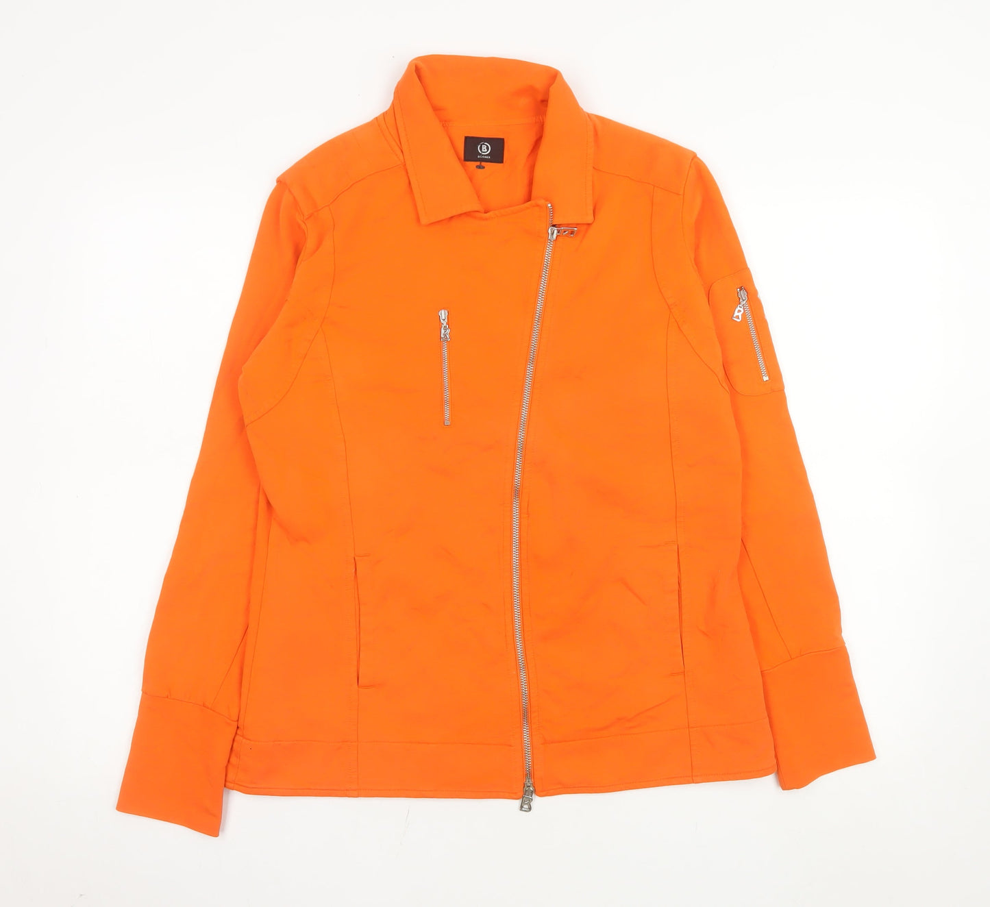 Bogner Women’s Orange Cotton Blend Biker Jacket Size 14