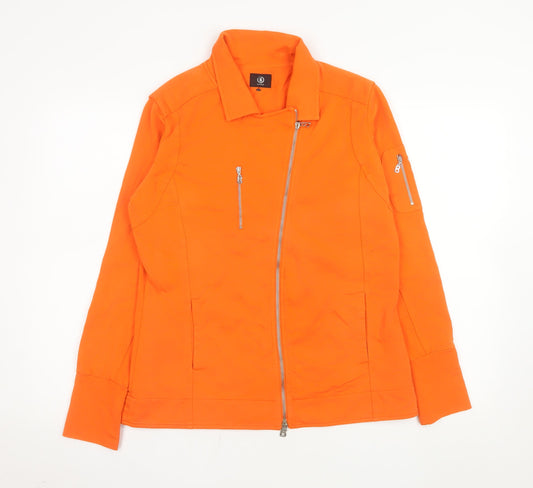 Bogner Women’s Orange Cotton Blend Biker Jacket Size 14