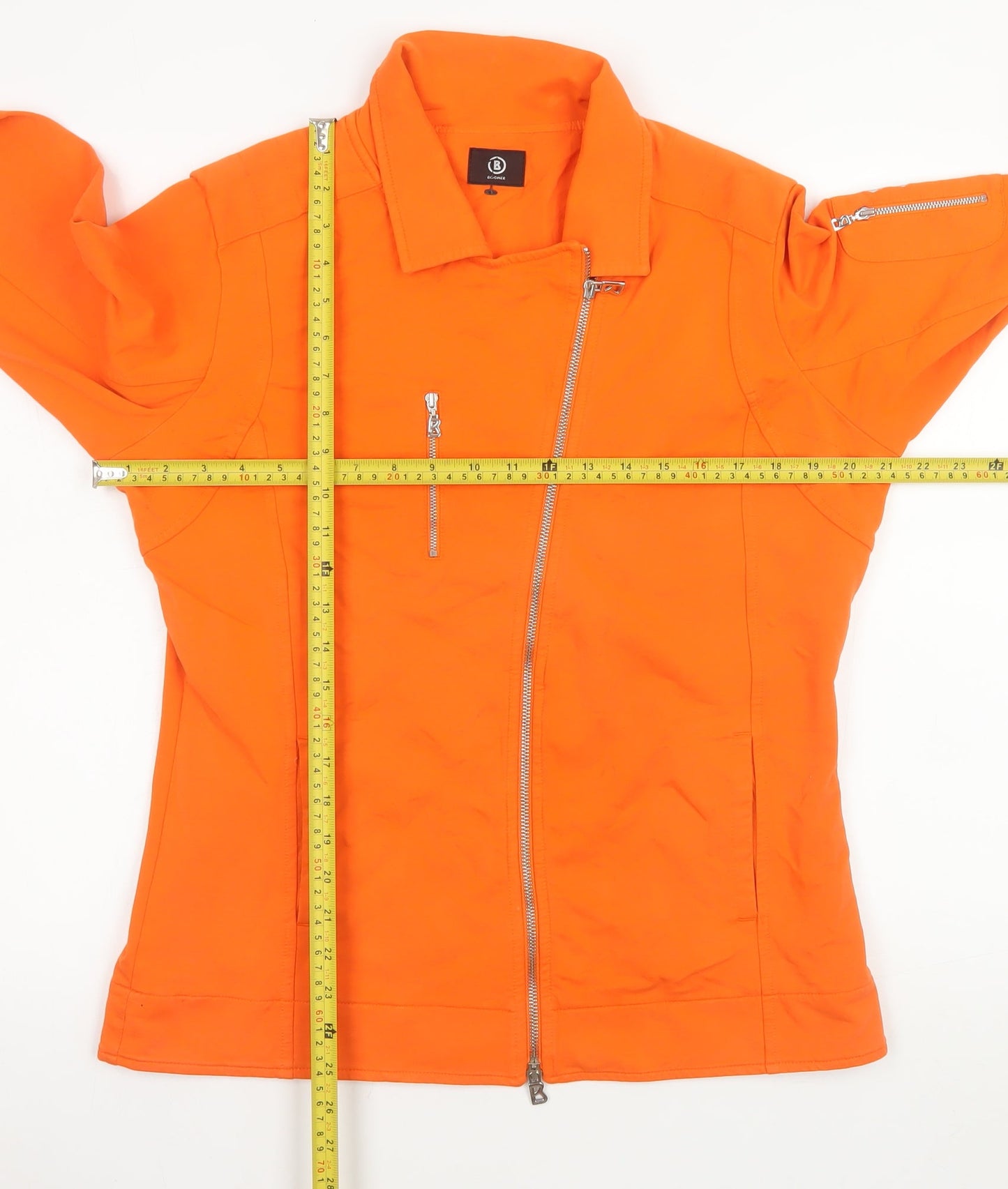 Bogner Women’s Orange Cotton Blend Biker Jacket Size 14