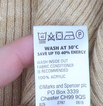 Marks and Spencer Women's Beige Longline Open Knit Cardigan M