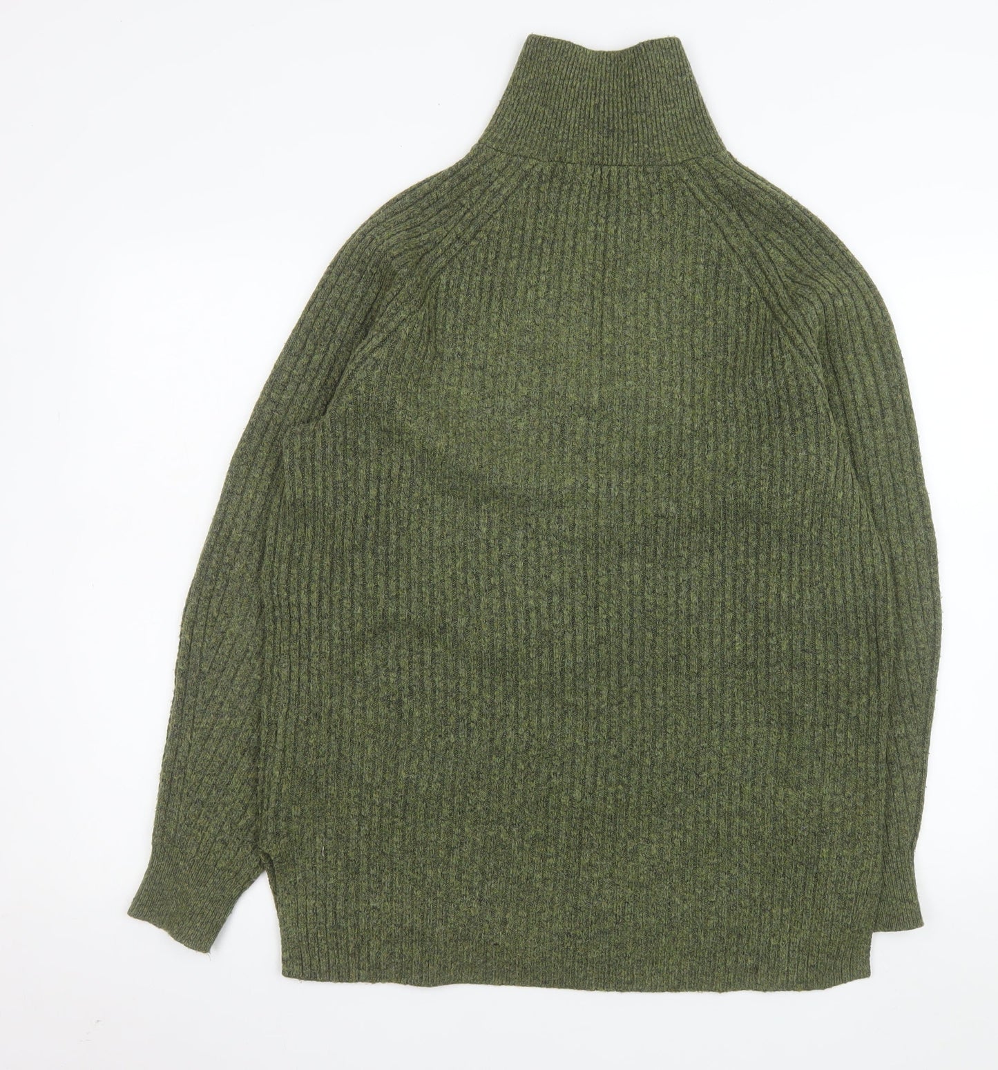 Marks and Spencer Men's Green Knit Half Zip High Neck Sweatshirt Size M
