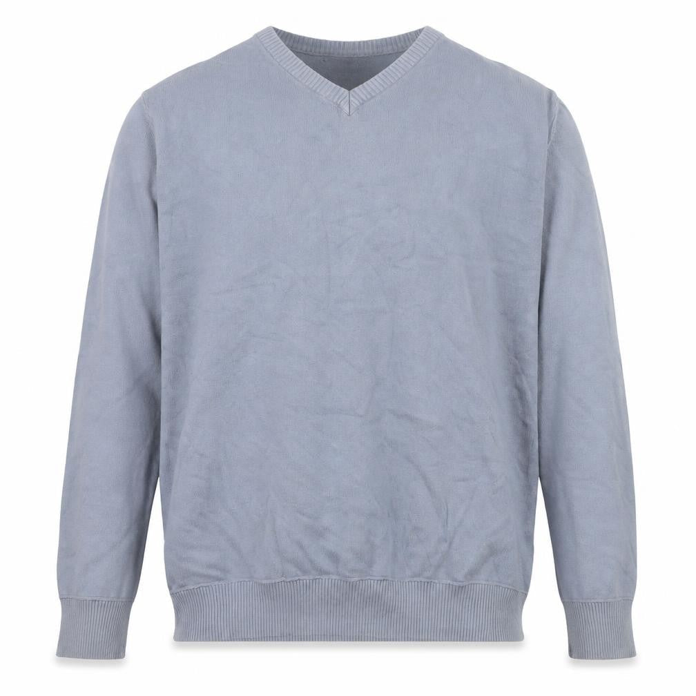 Urban Vintage Men's Blue XL V-Neck Cotton Pullover Jumper