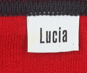Lucia Women's Red Wool Open Front Cardigan Size 14