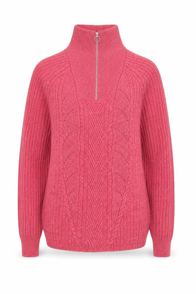 Marks & Spencer Womens Pink 1/2 Zip Ribbed Pullover Sweater Size S