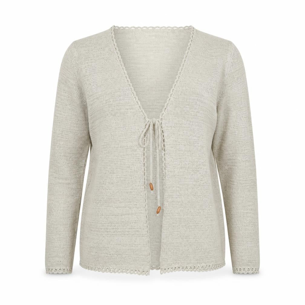 F&F Women Beige Knit Long Sleeve Cardigan Size 12