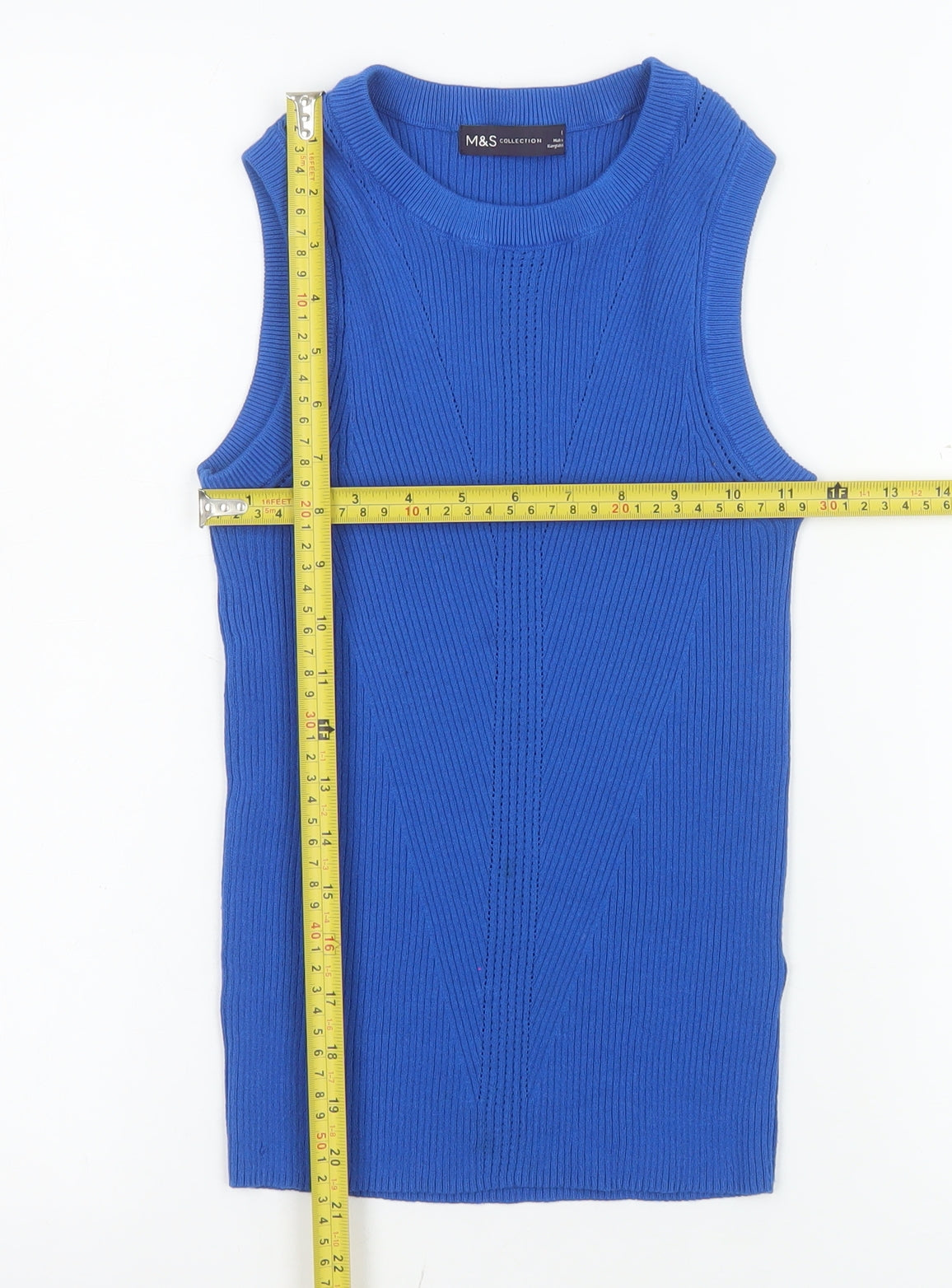 Marks and Spencer Women Blue Size 8 Sleeveless Knit Tank Top